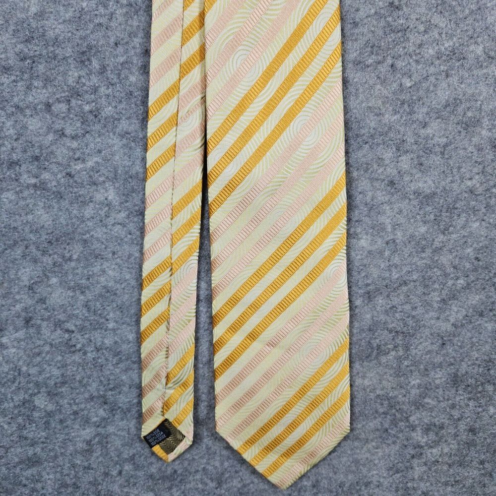 Steven Land Hand Made Silk Neck Tie‎ Orange & Peach Diagonal Stripes 60x4 Inches